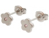 Örhänge stift blomma 6mm, cz rosa 1 par 925