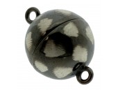 Collierlås kula magnet mönstrad, 10 mm, 925 svartrhod