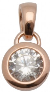 Hänge runt 8,5mm, cz vit 6mm, 925/- Rosé