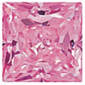 Kubisk Zirkonia, rosa, fyrkantig, 2,5 mm. 5 st per förp.